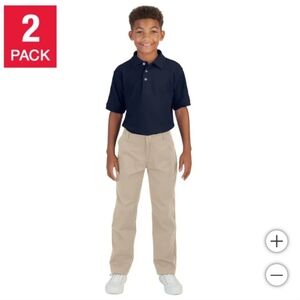 French Toast 2-Pack Uniform Chino Khaki Pants Adjustable Waist Stretch size 8!!!